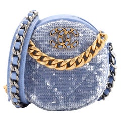 Chanel 19 Round Clutch with Chain Leather and Sequins
