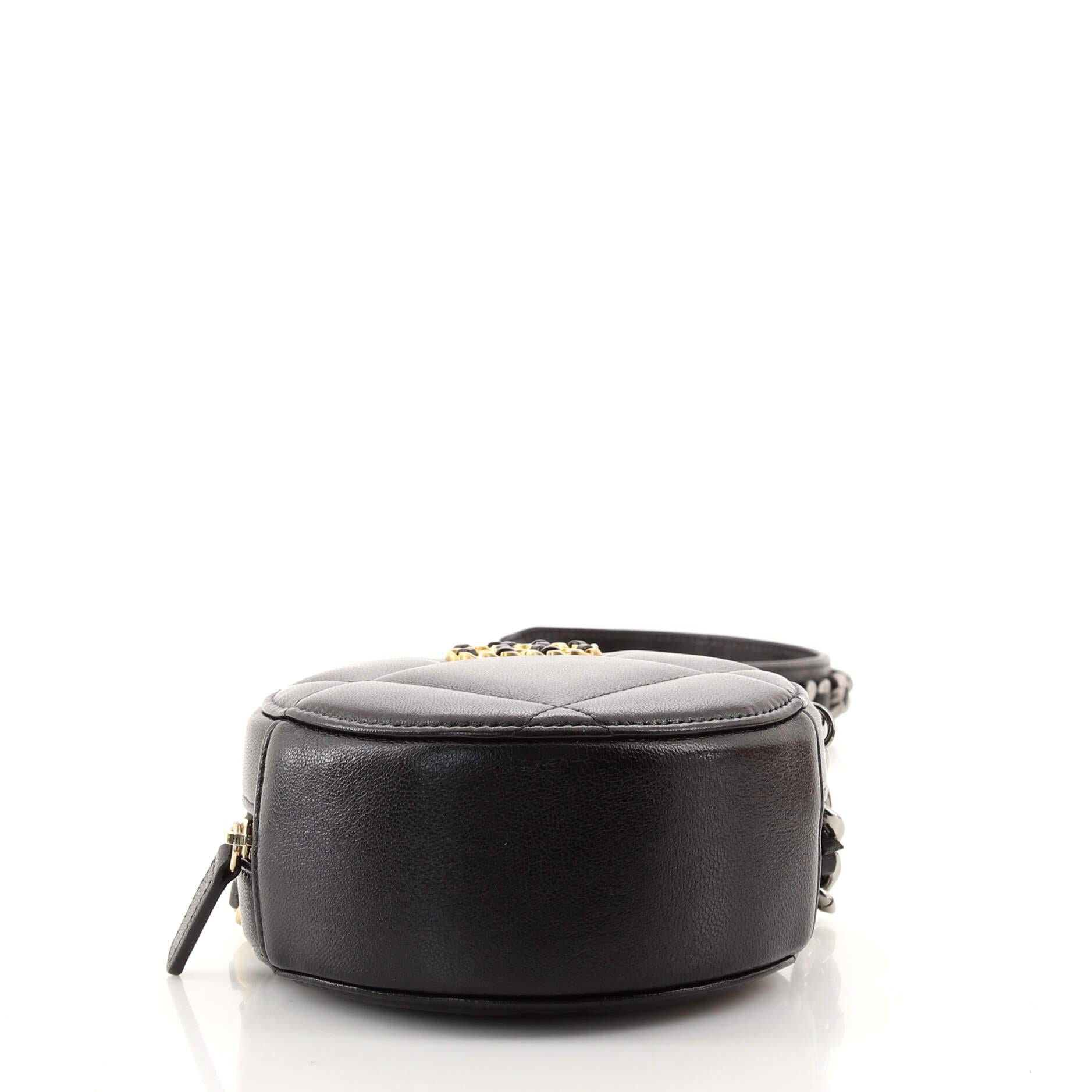 Women's or Men's Chanel 19 Round Clutch with Chain Quilted Lambskin