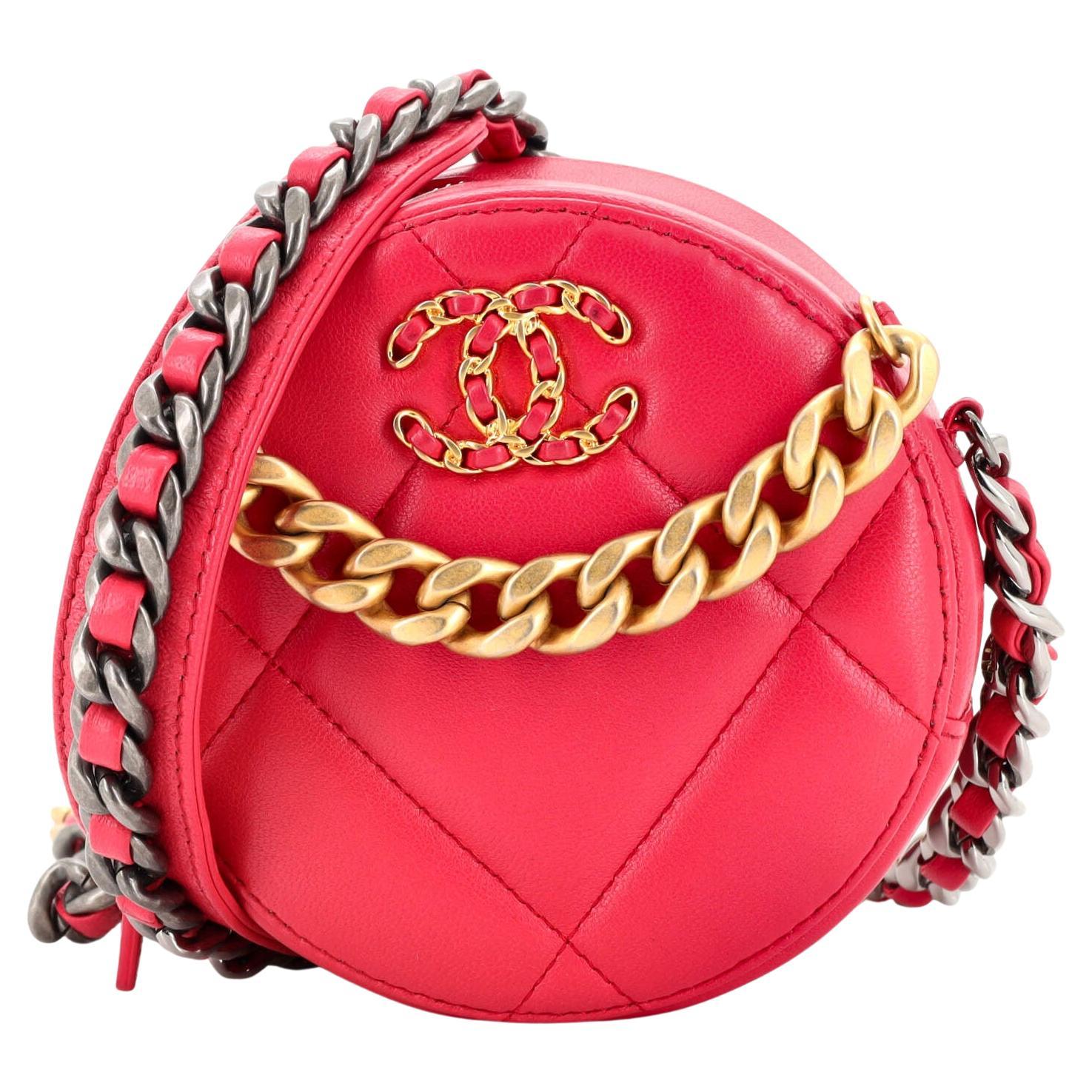 Chanel 19 Round Clutch with Chain Quilted Leather For Sale