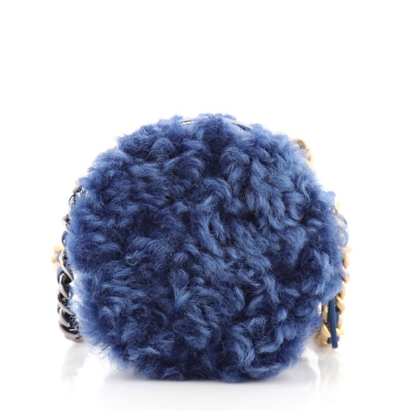 Purple Chanel 19 Round Clutch with Chain Quilted Shearling