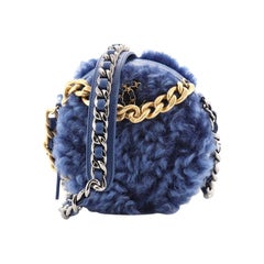 Chanel 19 Round Clutch with Chain Quilted Shearling