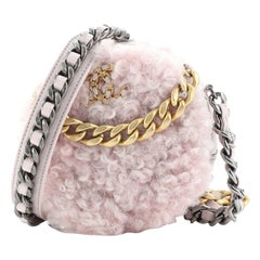Chanel 19 Round Clutch with Chain Quilted Shearling