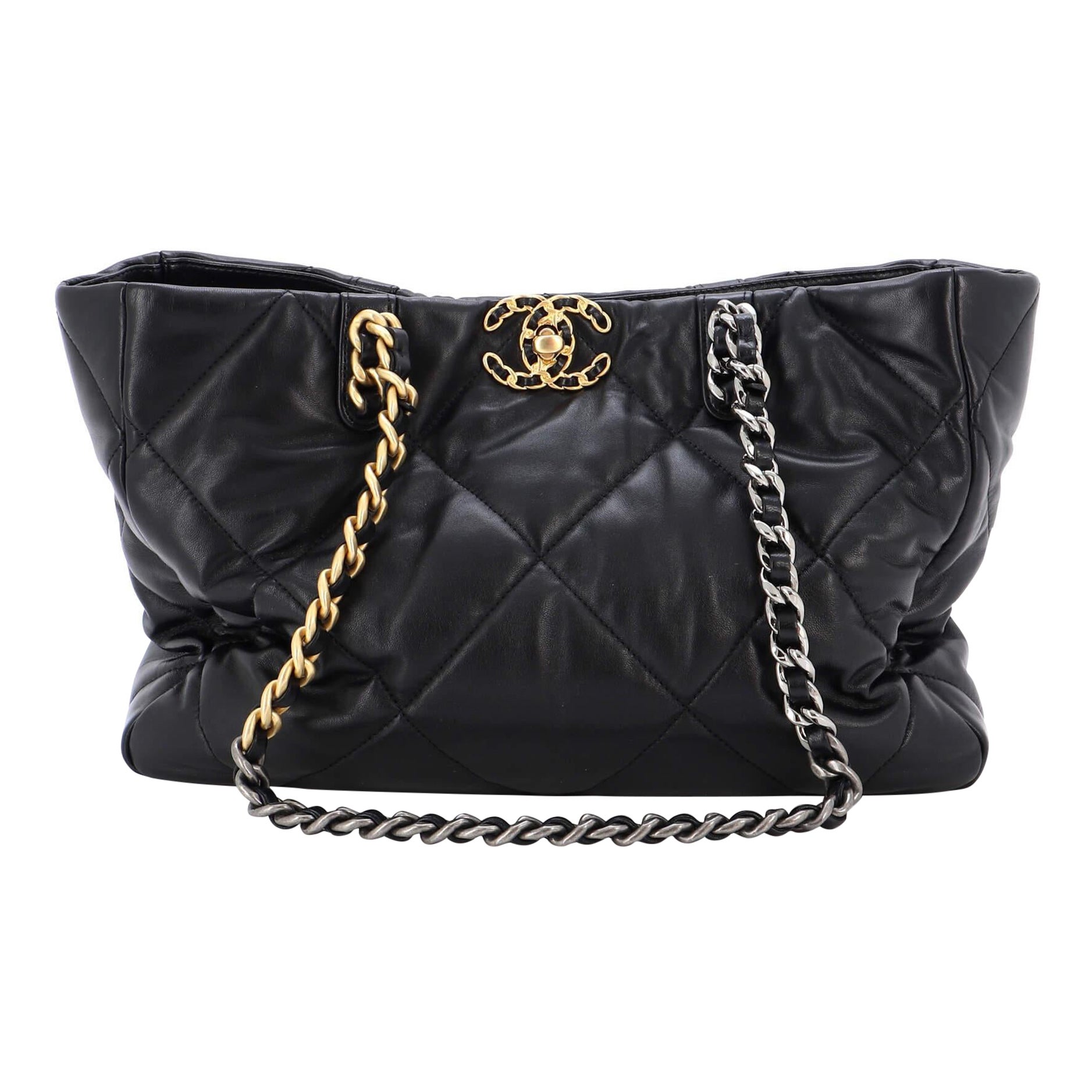 Chanel Maxi Shopping Bag Satin with Grosgrain at 1stDibs