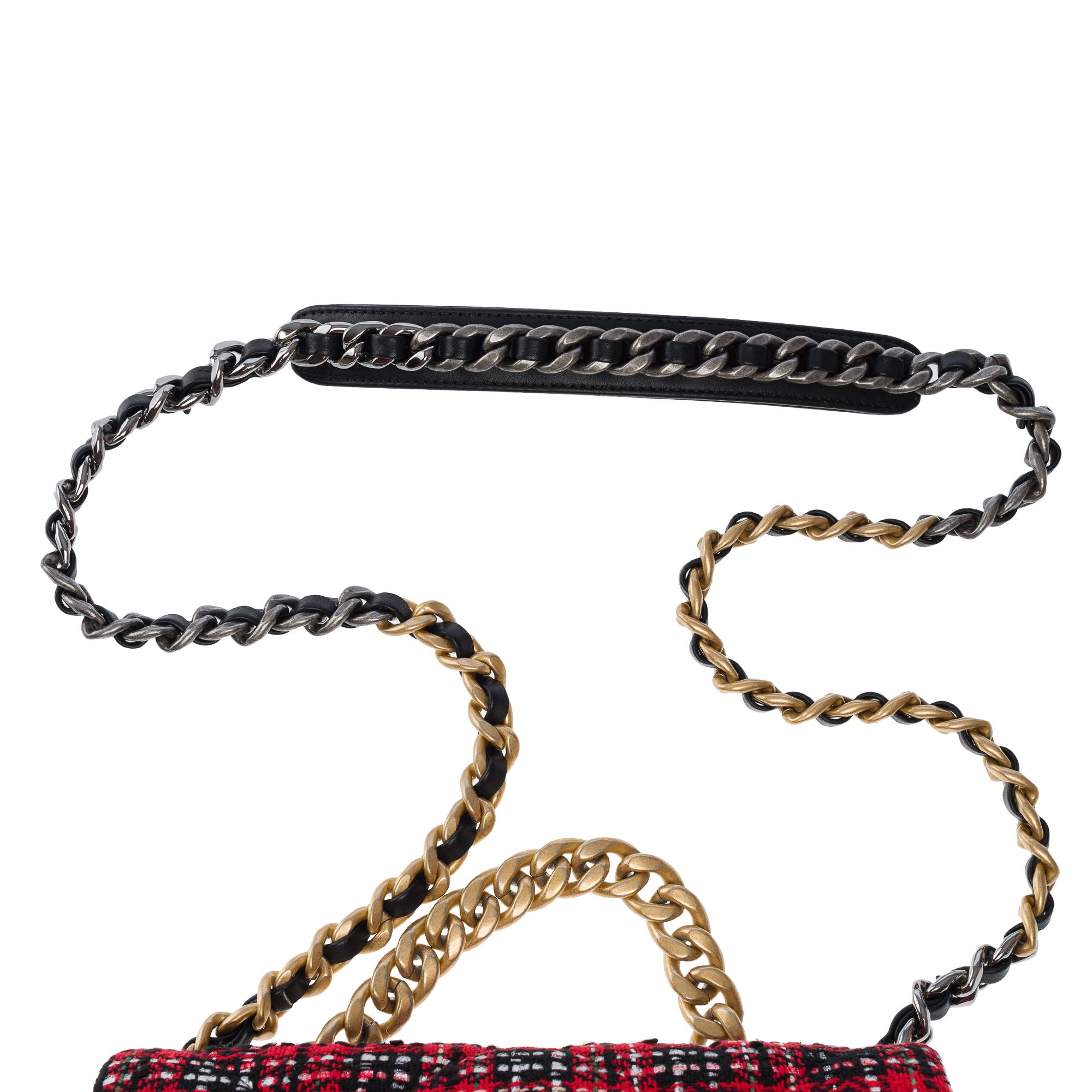 Bolso Chanel 19 en Tweed acolchado multicolor , Oro mate y PHW en venta 5