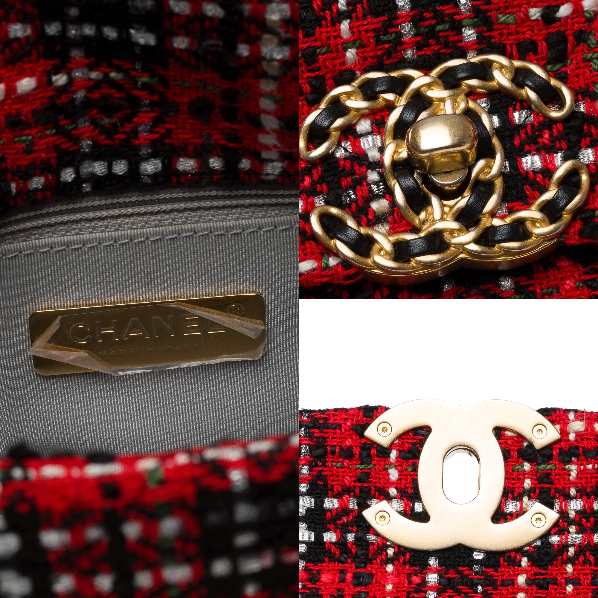 Bolso Chanel 19 en Tweed acolchado multicolor , Oro mate y PHW en venta 2