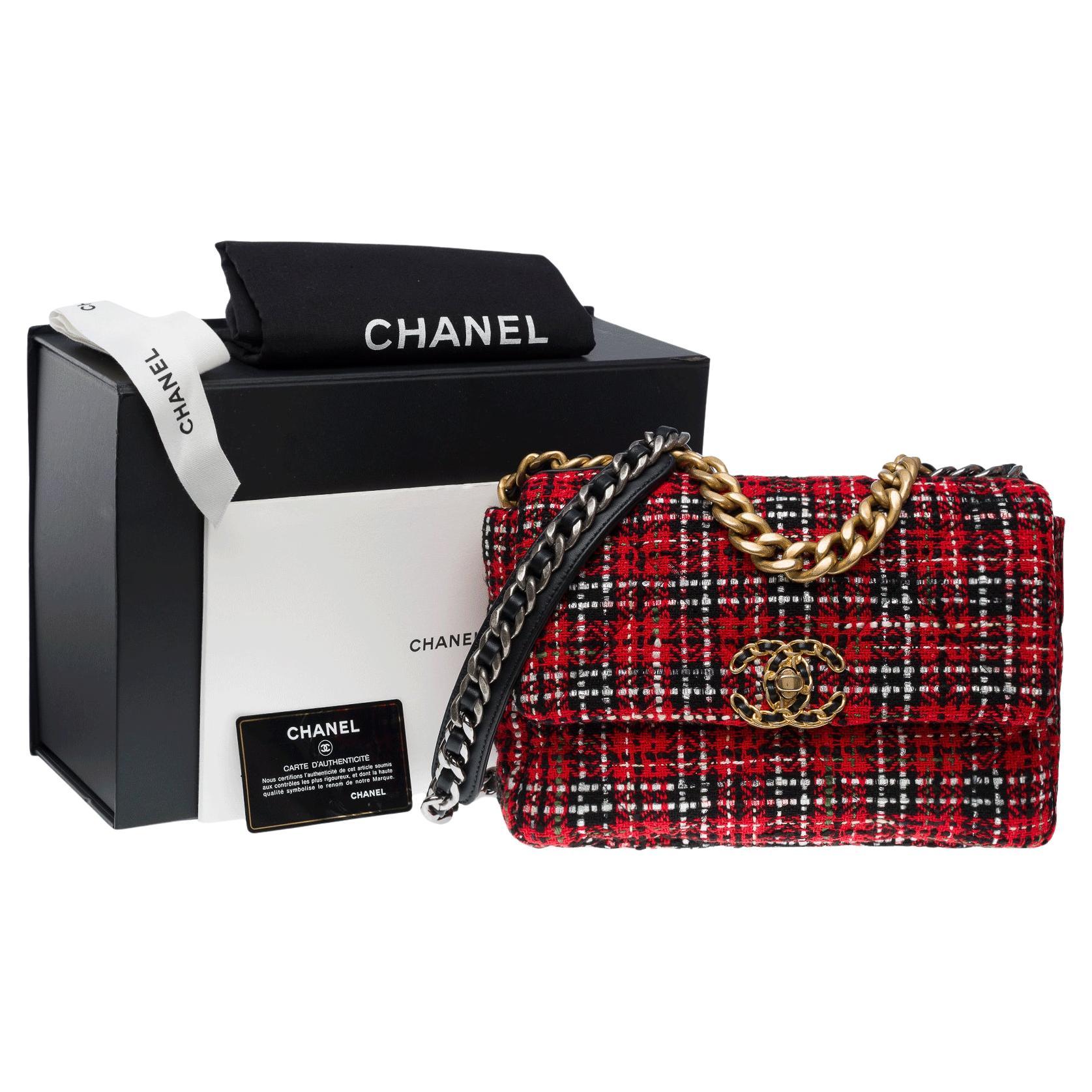 Bolso Chanel 19 en Tweed acolchado multicolor , Oro mate y PHW en venta