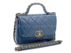 Chanel 19 Slate Blue Infinity Top Handle Crossbody Flap Bag 68173