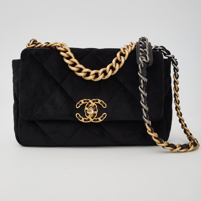 Chanel 19 Small Velvet Black Flap Bag (2020) For Sale at 1stDibs | chanel  19 strap, black chanel 19, chanel 19 classic