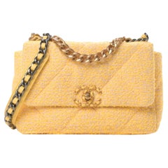 Chanel 19 Tweed Medium Yellow flap bag