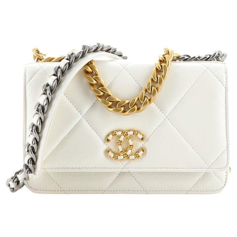 Chanel Beige Quilted Leather Chanel 19 Wallet on Chain at 1stDibs