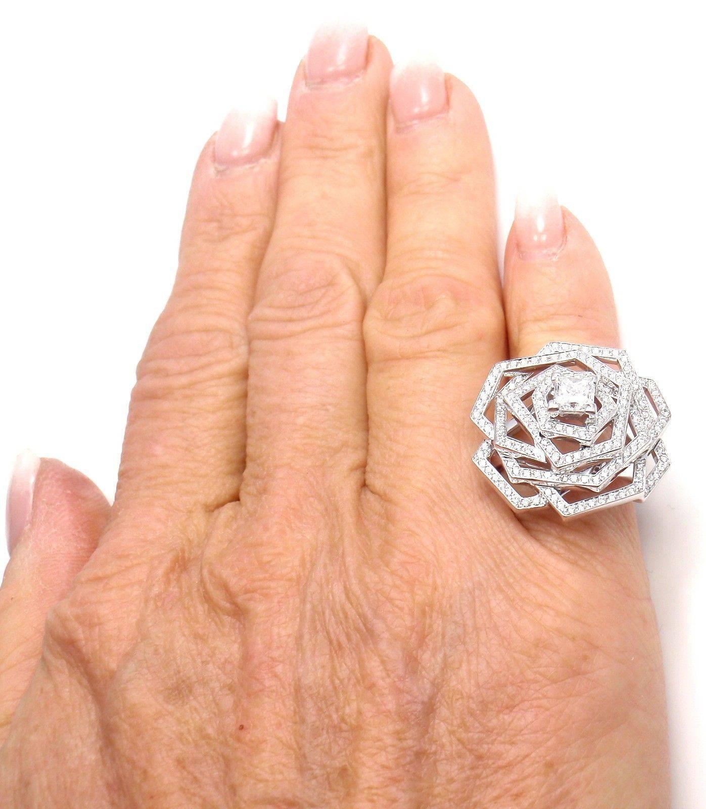 Women's or Men's Chanel 1932 Flower Diamond White Gold Large Ring