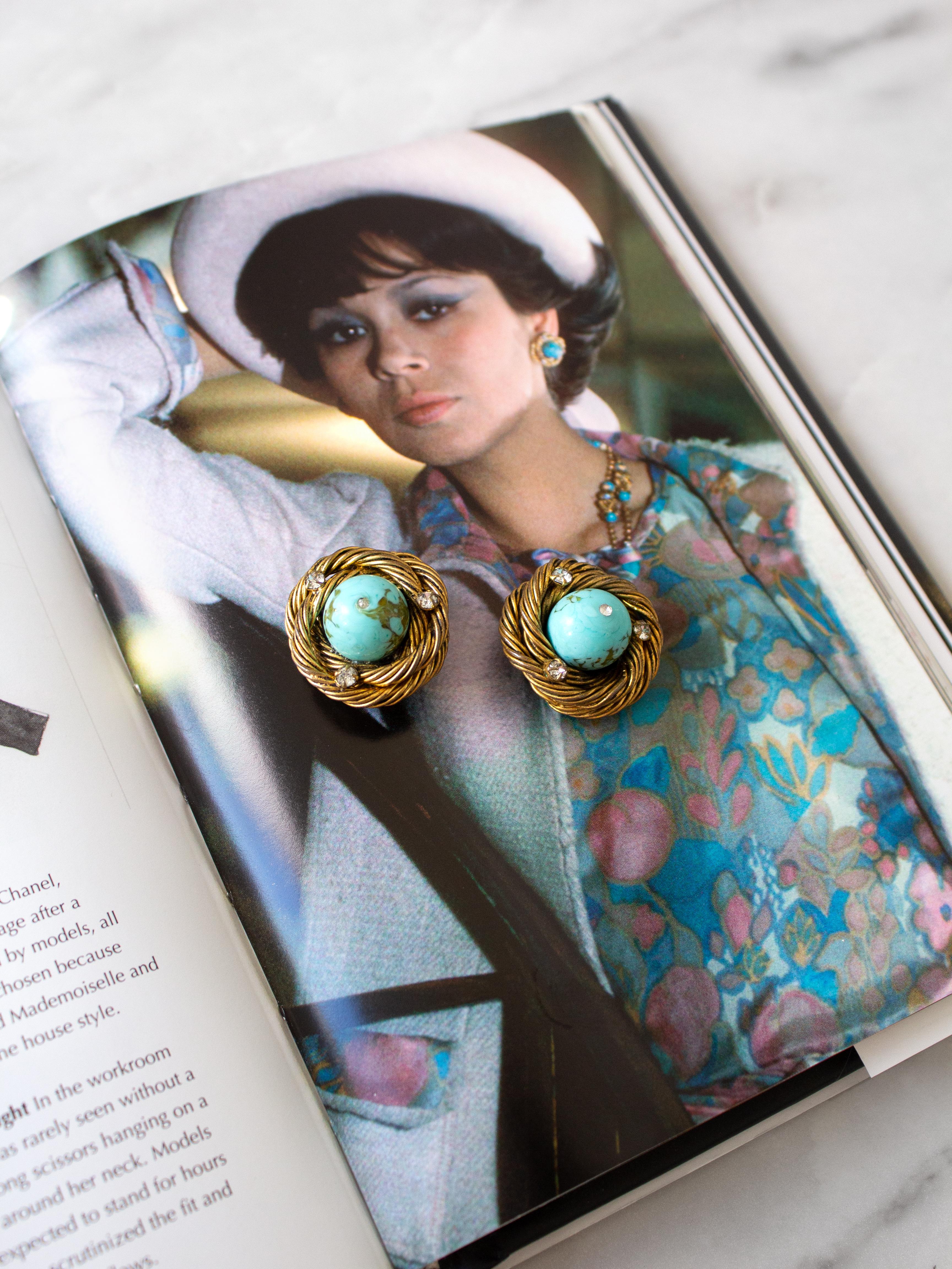 turquoise clip on earrings