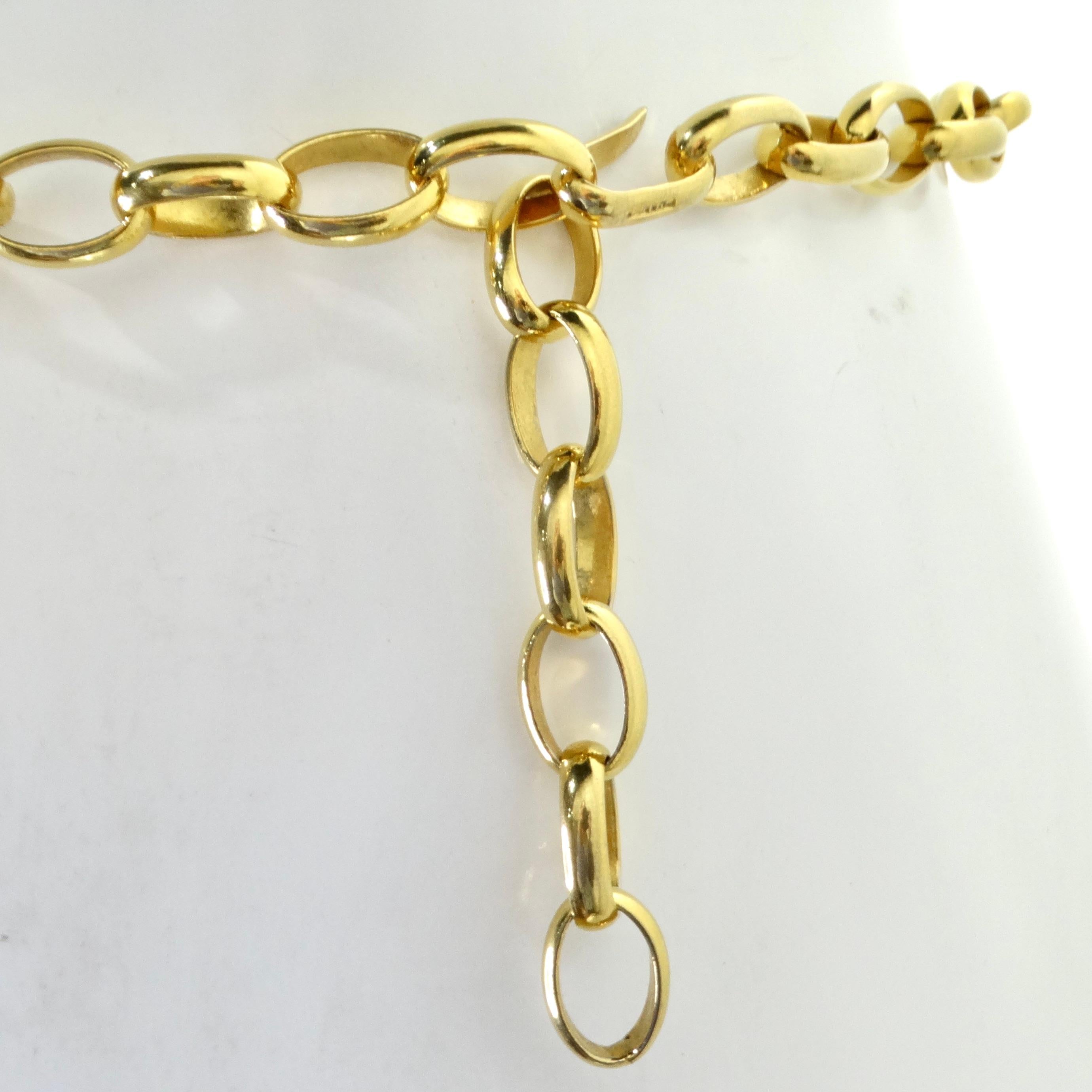 Chanel 1970s Gold Tone Oversize Pendant Necklace For Sale 7
