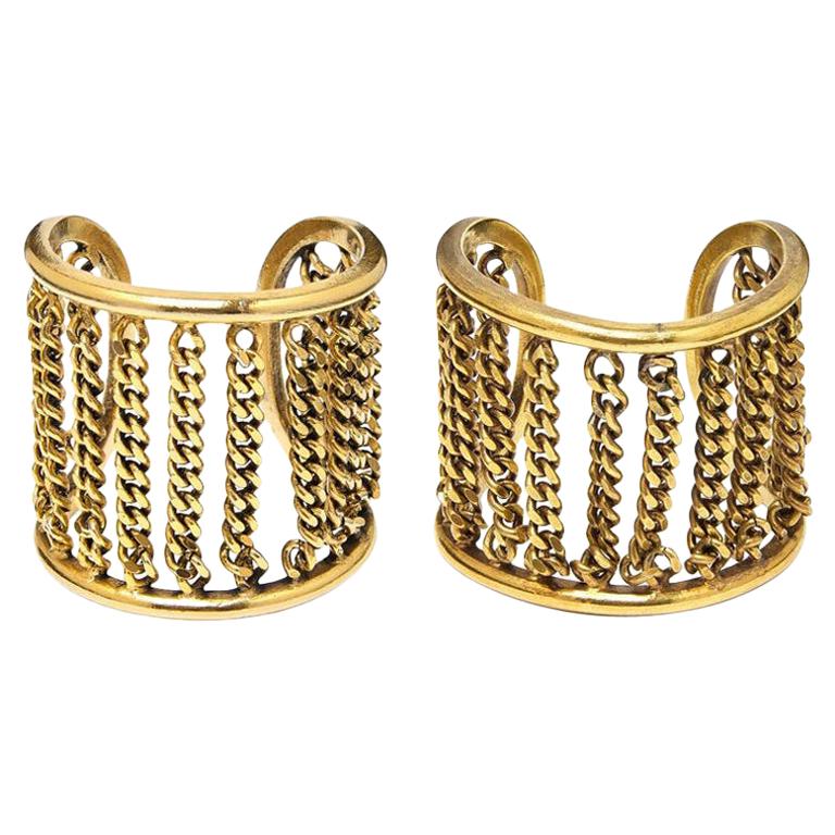 Robert Goossens for Chanel Pair of Gold Cuff Bracelets