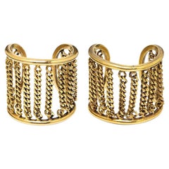 Vintage Robert Goossens for Chanel Pair of Gold Cuff Bracelets