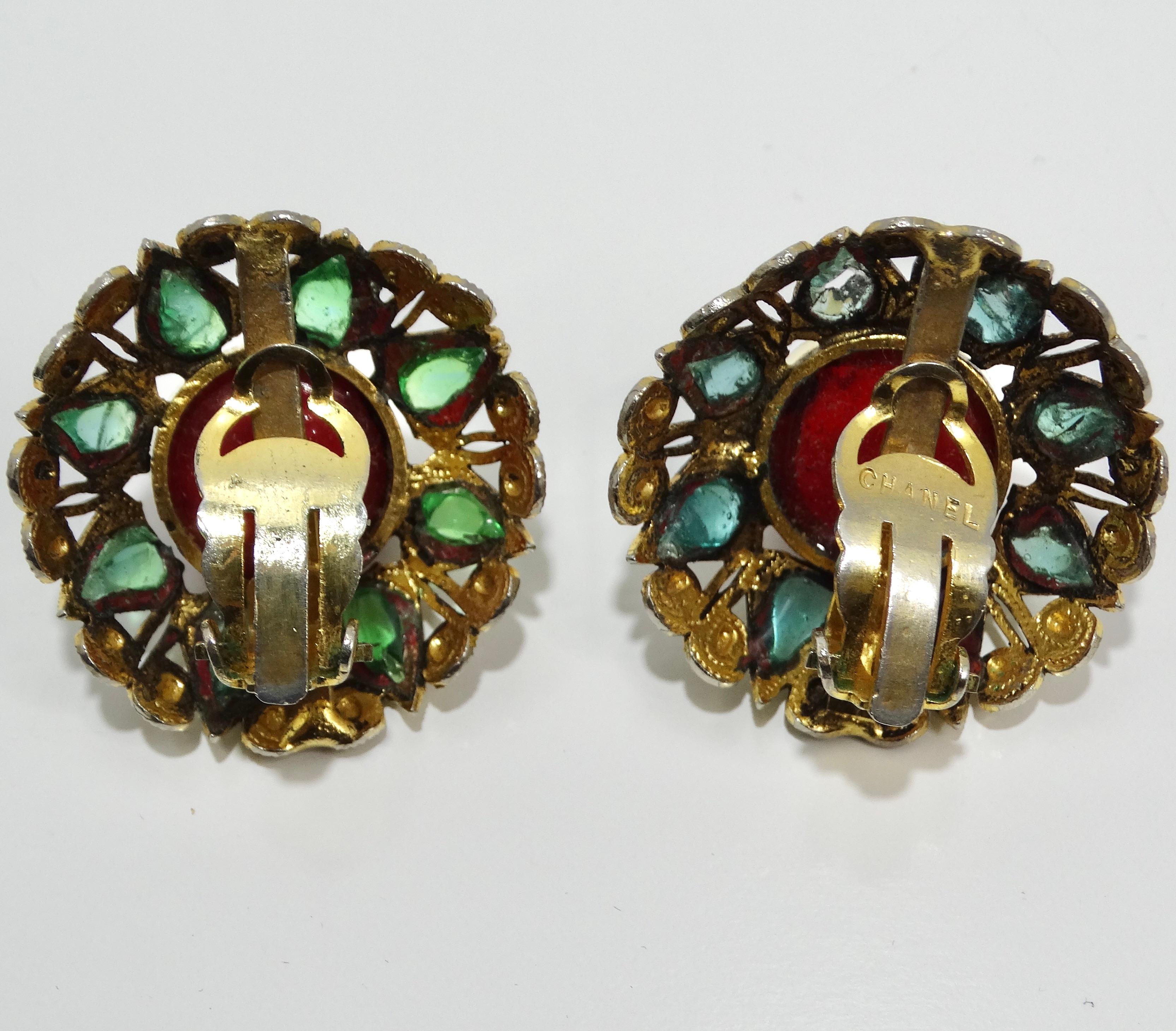 Chanel 1970s Rare Collectors Gripoix Earrings For Sale 1