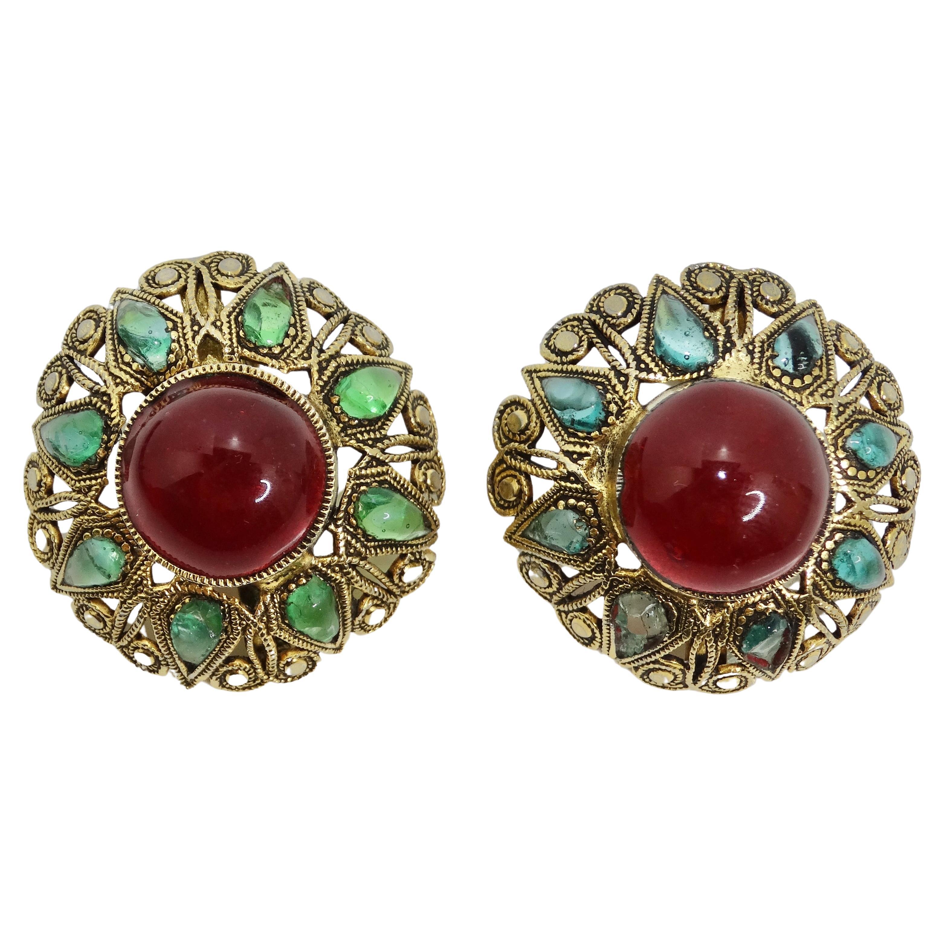 Chanel 1970s Rare Collectors Gripoix Earrings For Sale