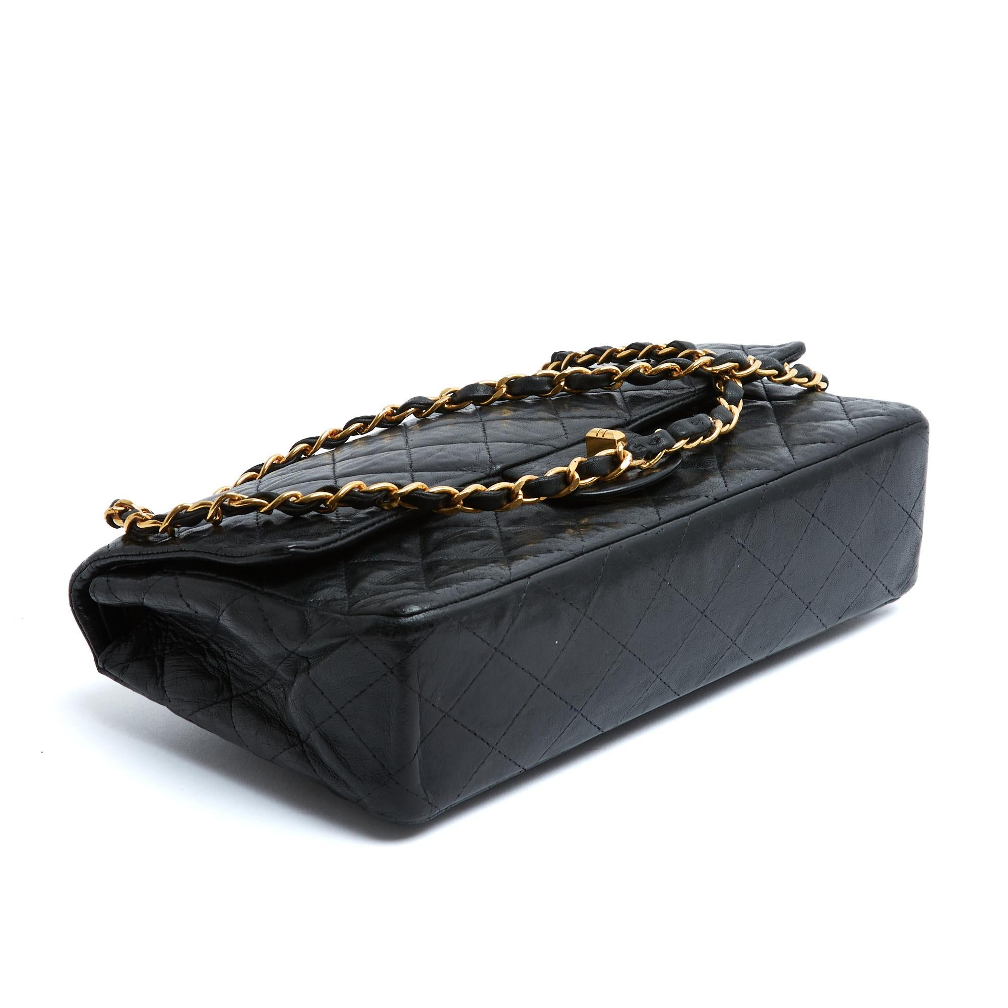 Chanel 1970s Sac 2.55 Black Leather Classique 255 Shoulder Bag with certificate For Sale 1