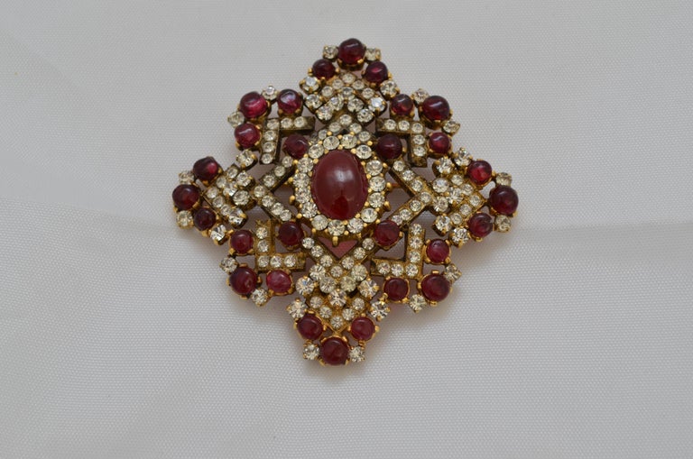 Chanel 1970's Vintage Ruby Gripoix Brooch at 1stDibs