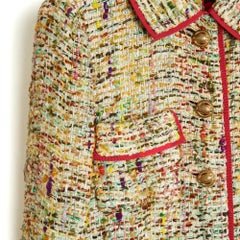 Chanel 1975s Veste Tailleur FR36 Haute Couture Crudo Rojo Tweed Ensemble UK8 US6
