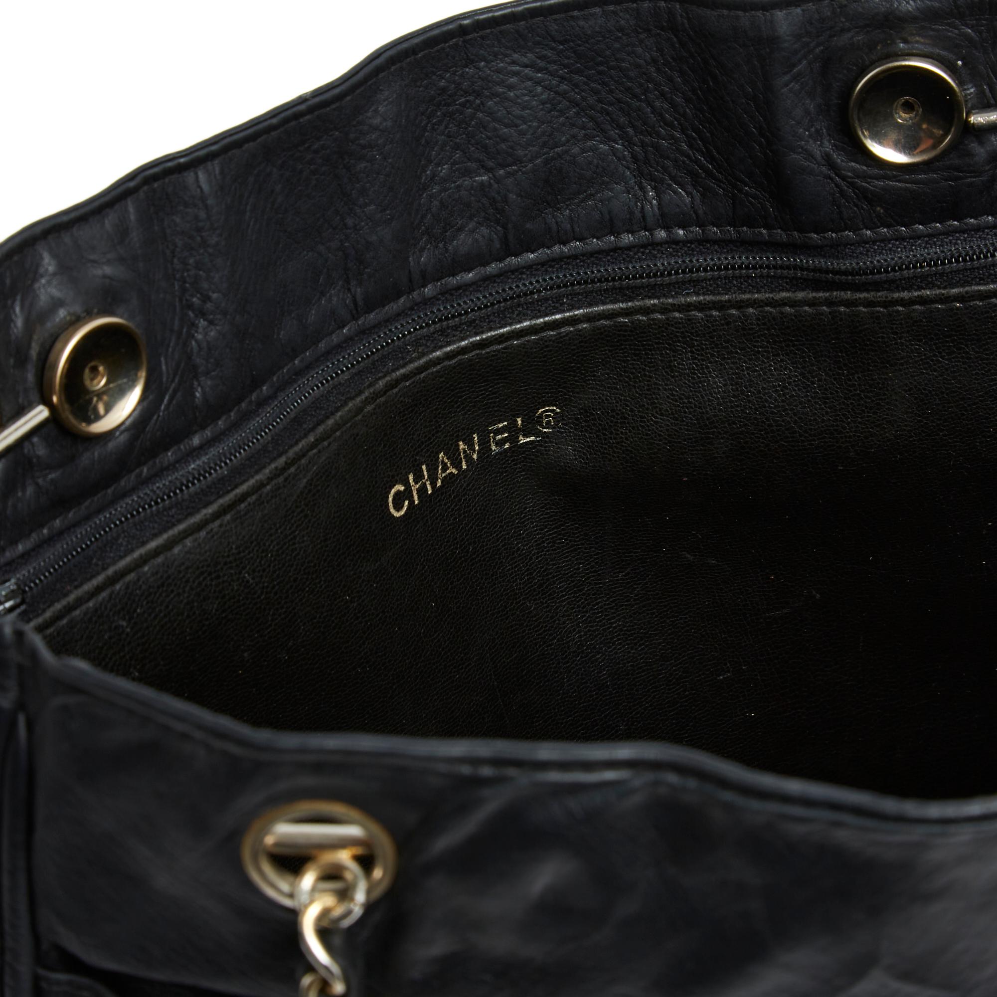Chanel 1980 Sac Shopping  PM Timeless Classique Black Leather Tote Bag PM 1
