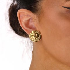 Chanel 1980's 24k Gold Plated Lion Clip-On Earrings