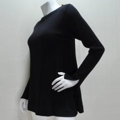 Chanel 1980s Black Knit Long Sleeve Top