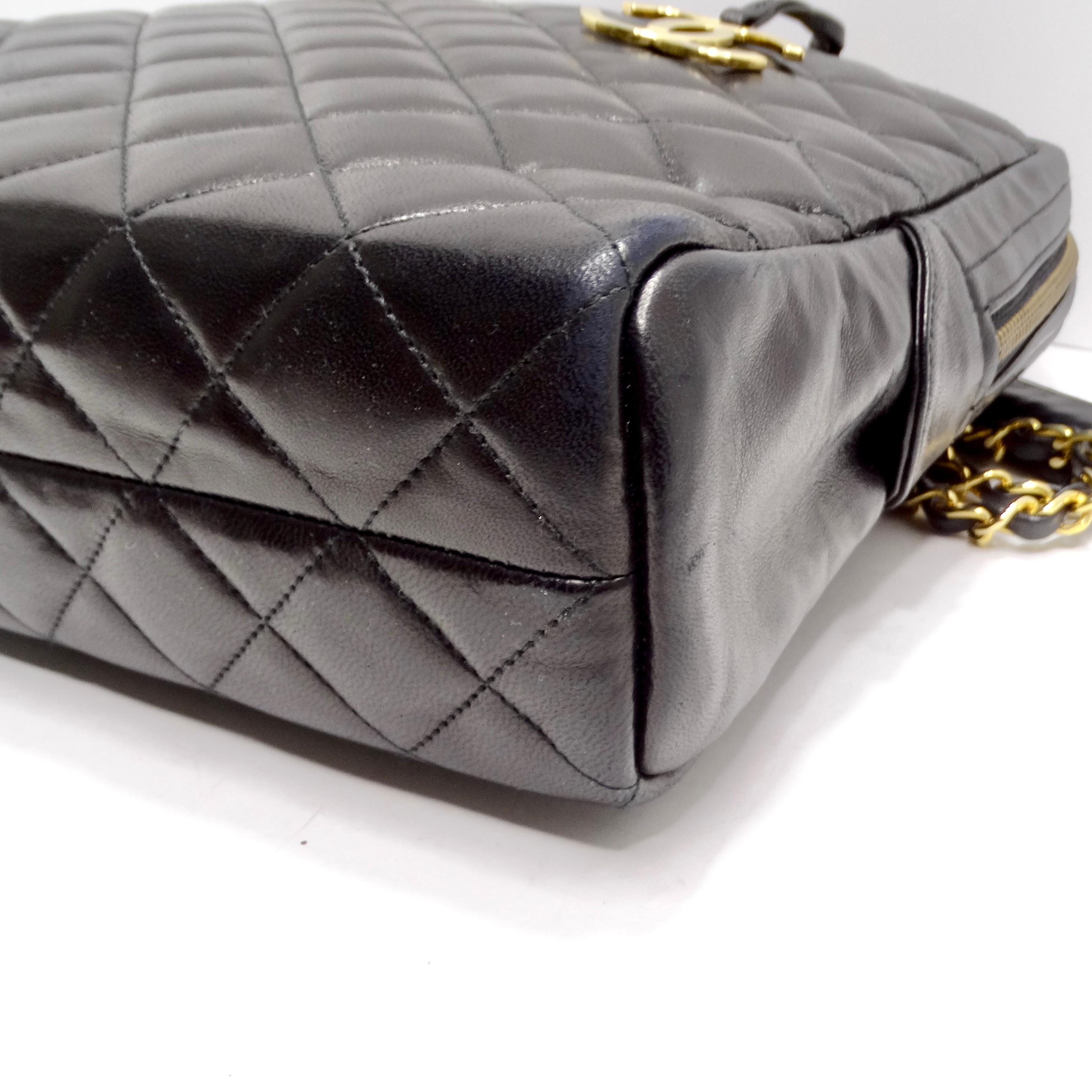 Chanel 1980s Black Quilted Lambskin Camera Bag For Sale 6