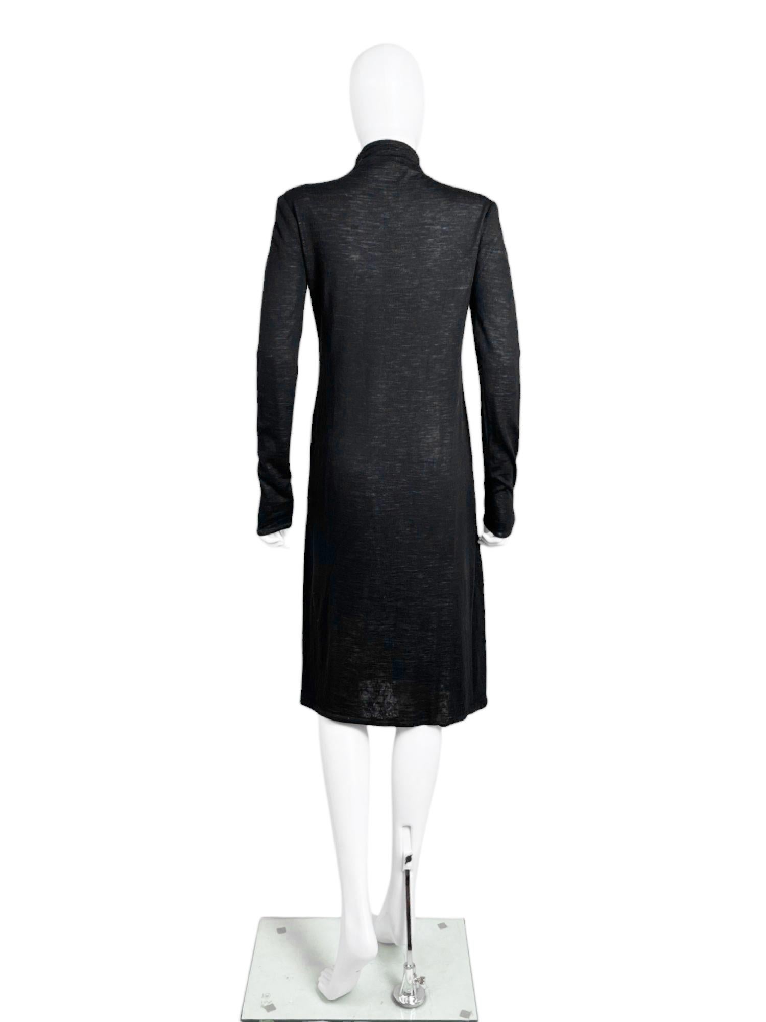 Chanel 1980's Schwarzes Kleid mit Rollkragen und langen Ärmeln (Black) im Angebot