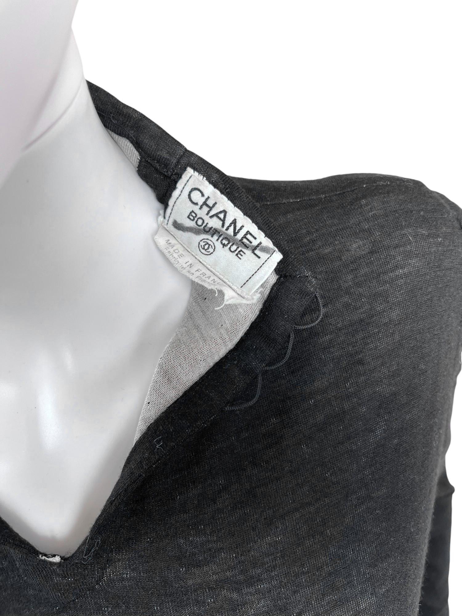 Chanel 1980's Schwarzes Kleid mit Rollkragen und langen Ärmeln im Angebot 3