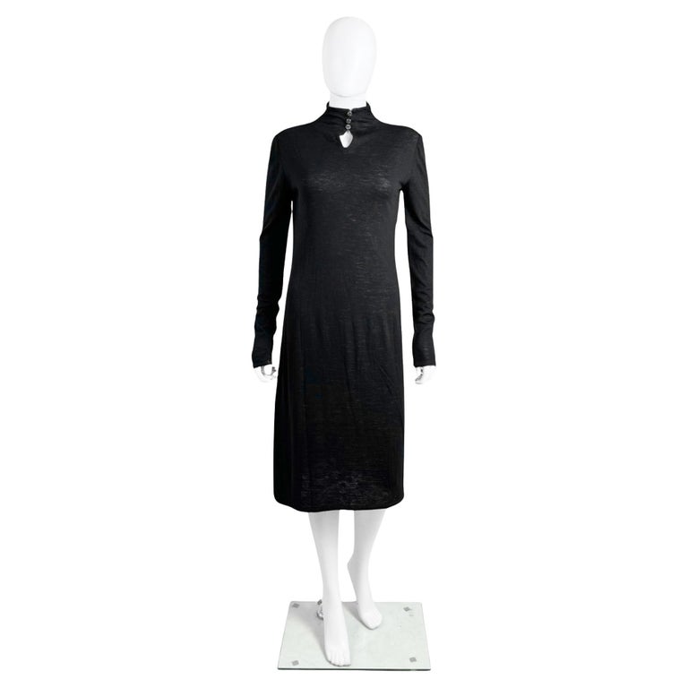 Chanel 1980's Black Turtlenecked Longsleeves Dress For Sale at 1stDibs
