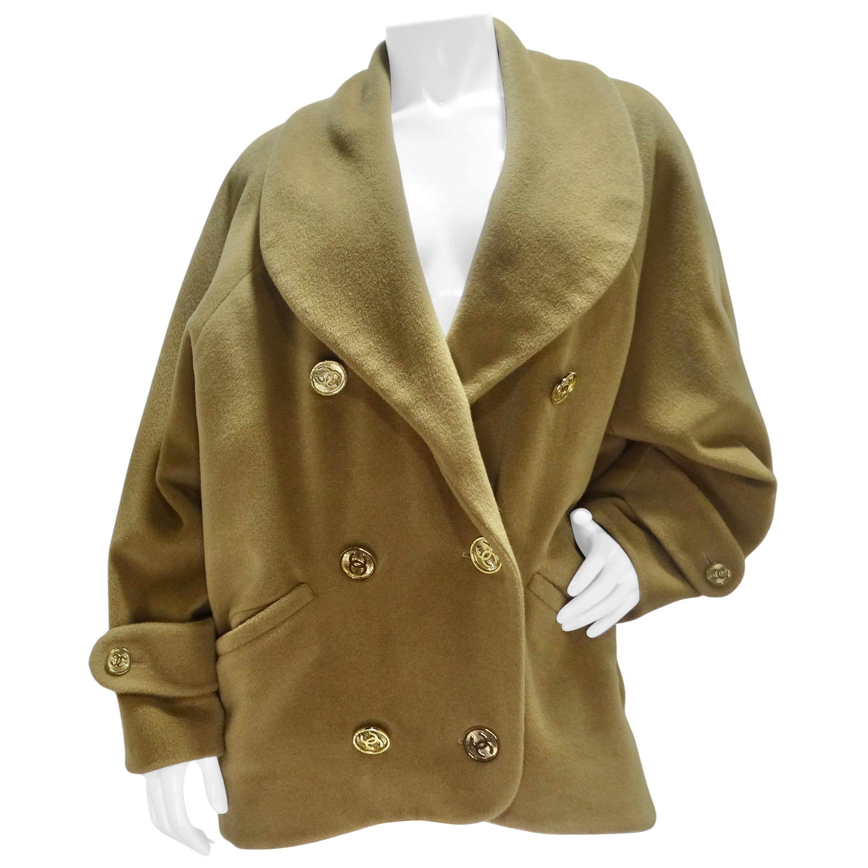 Chanel 1980s Brown Gold Tone Jumbo Button Blazer