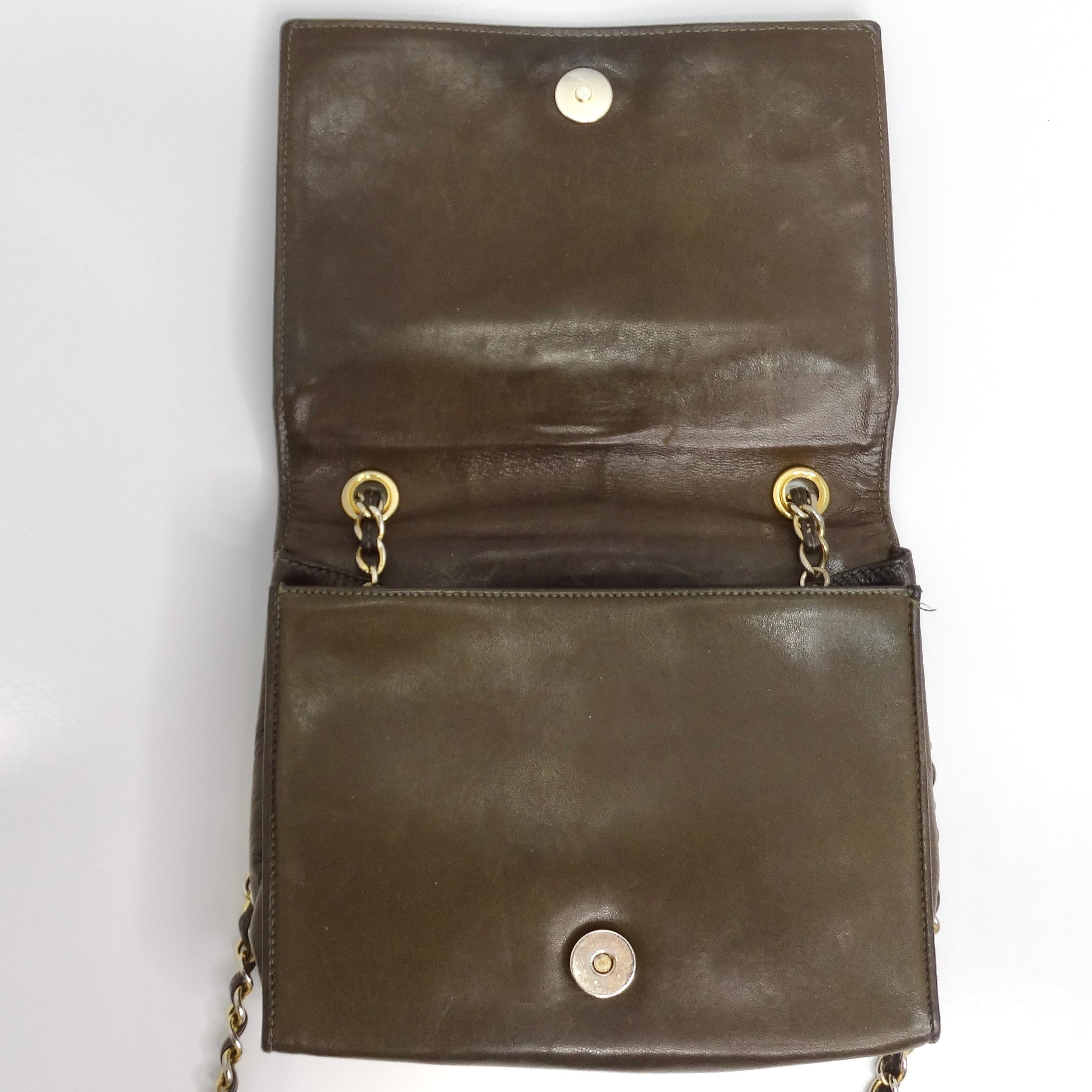 Chanel 1980s Brown Lambskin Crossbody Bag 5
