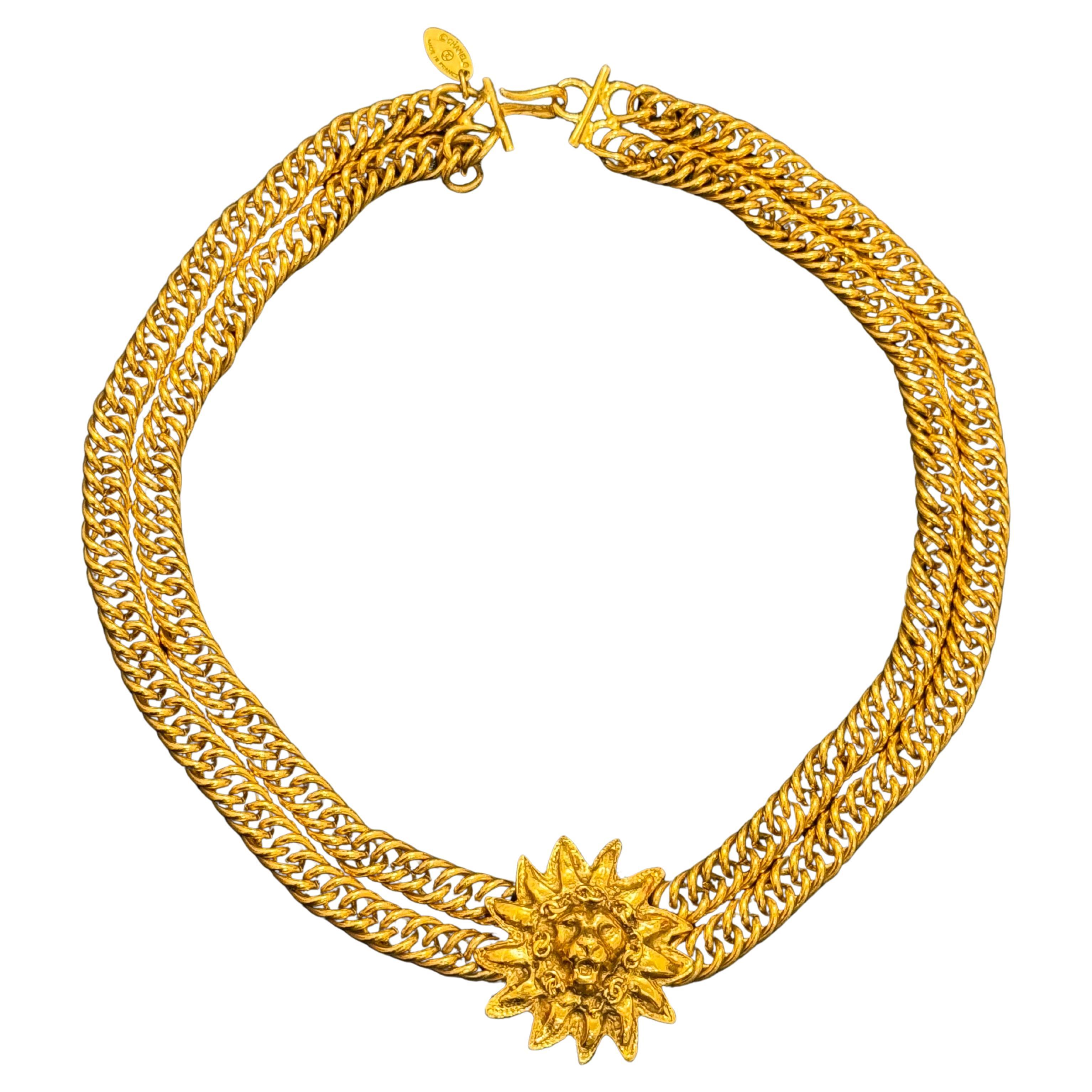 Chanel 1980 by Karl Lagerfeld collana a forma di leone in vendita