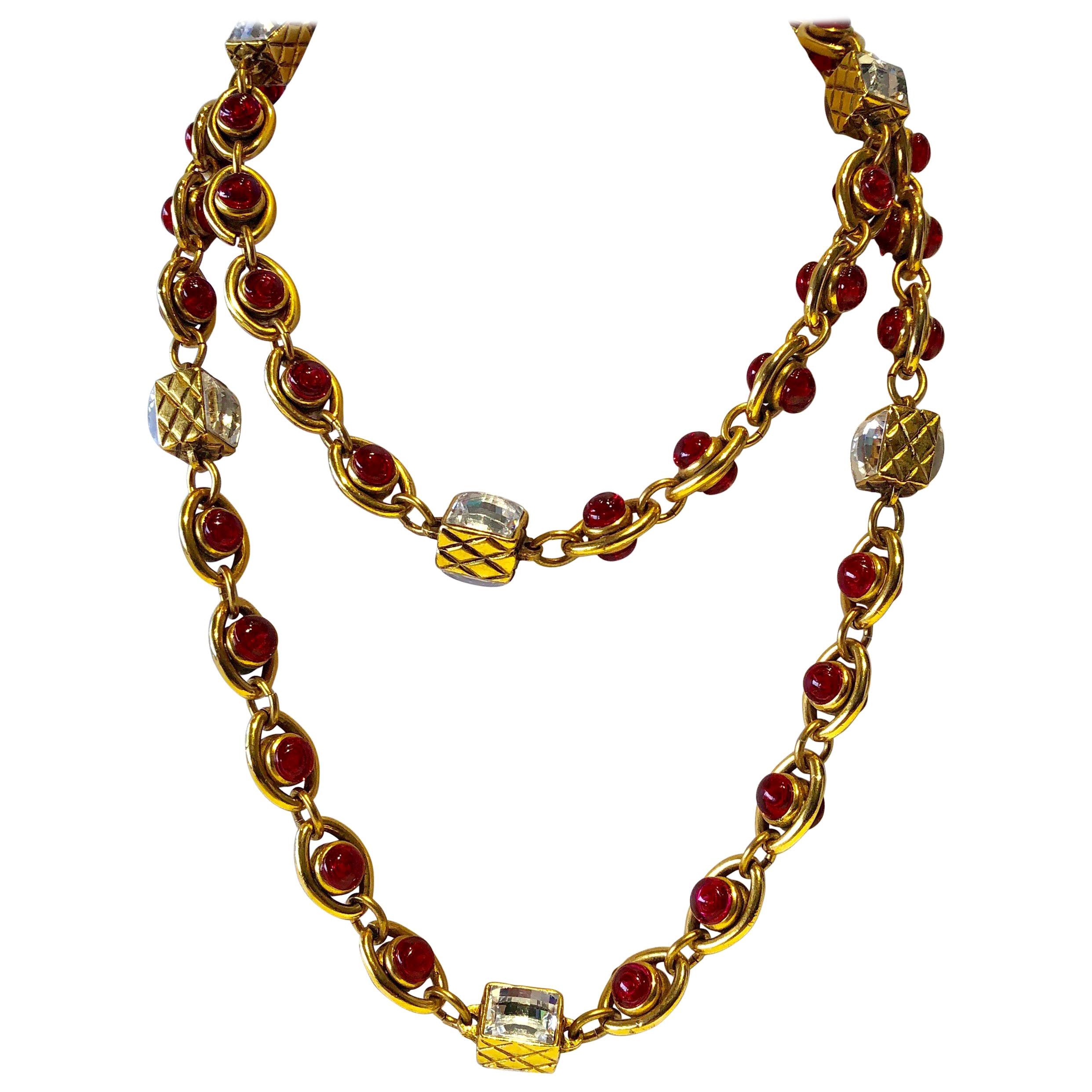 Chanel 1980’s Byzantine Diamanté Gripoix Statement Necklace 