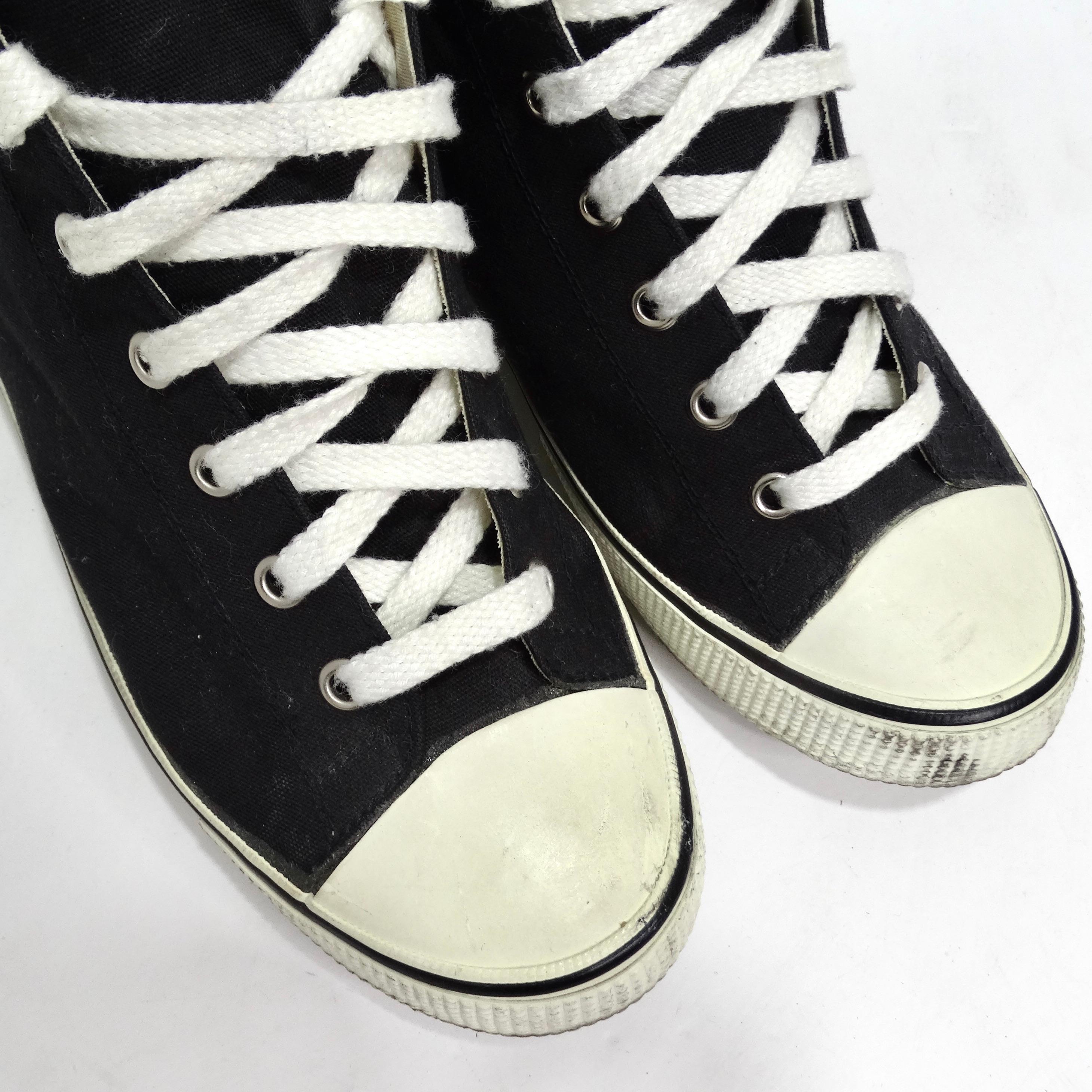 Chanel 1980s CC Black High Top Sneakers In Good Condition In Scottsdale, AZ