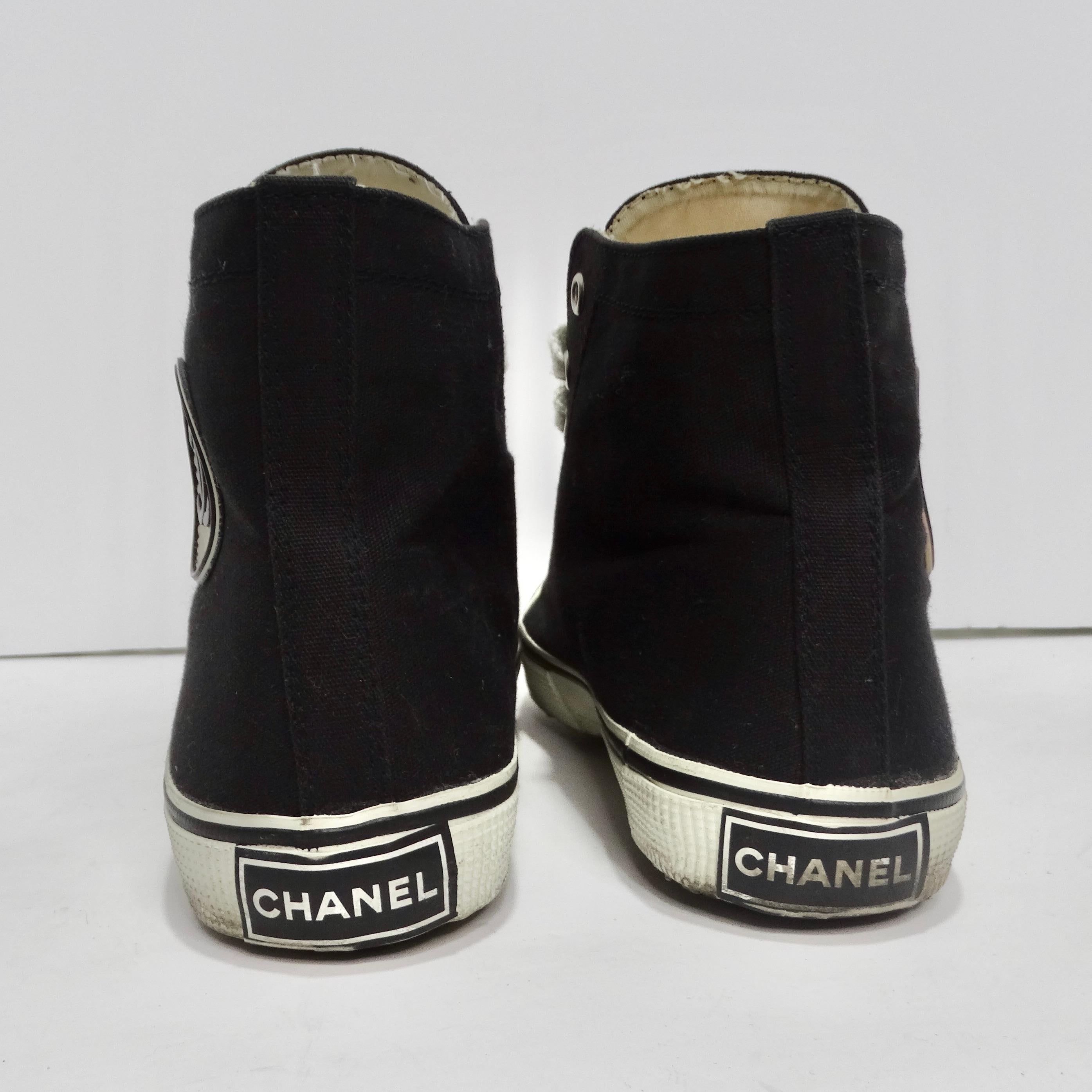 Chanel 1980s CC Black High Top Sneakers 1