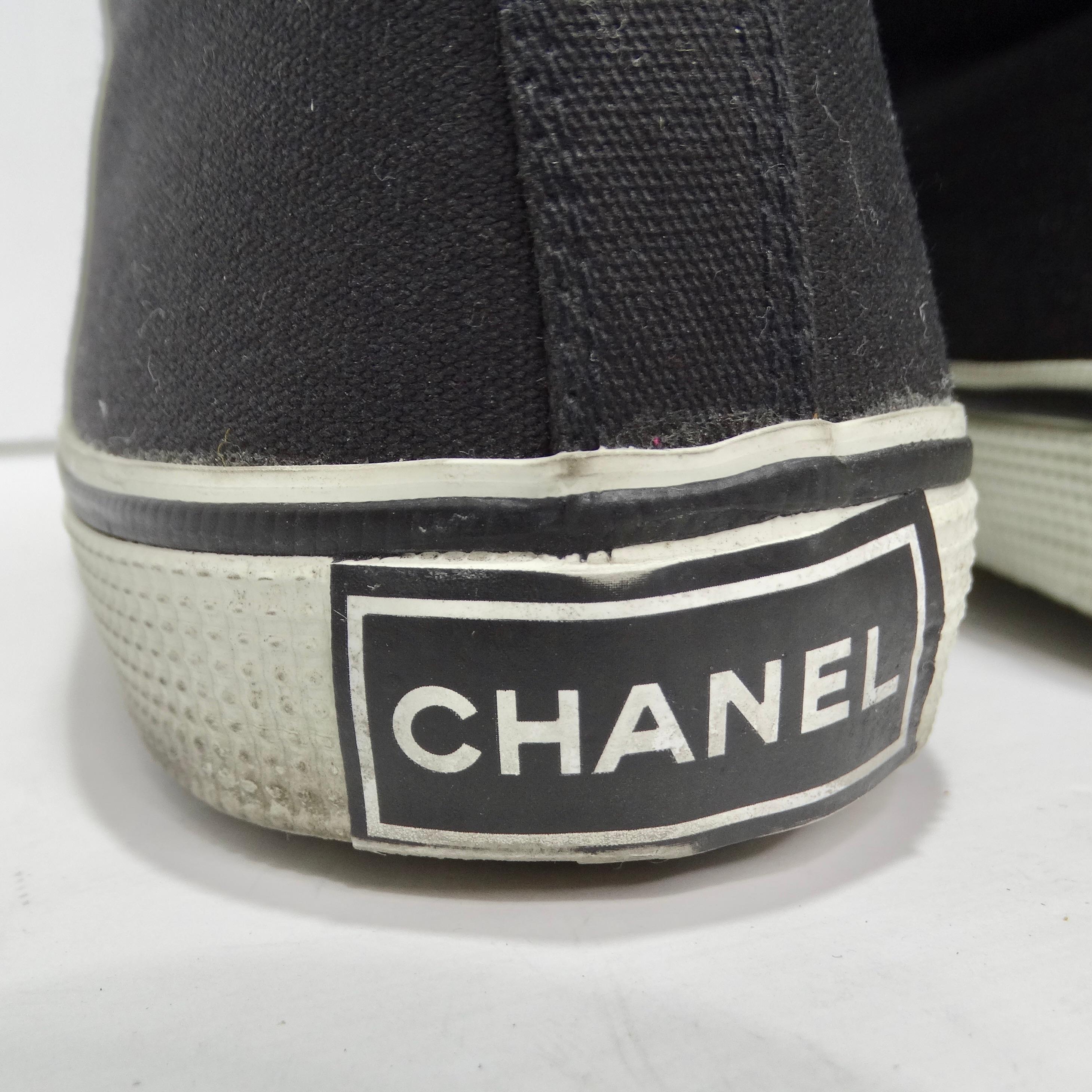 Chanel 1980s CC Black High Top Sneakers 2