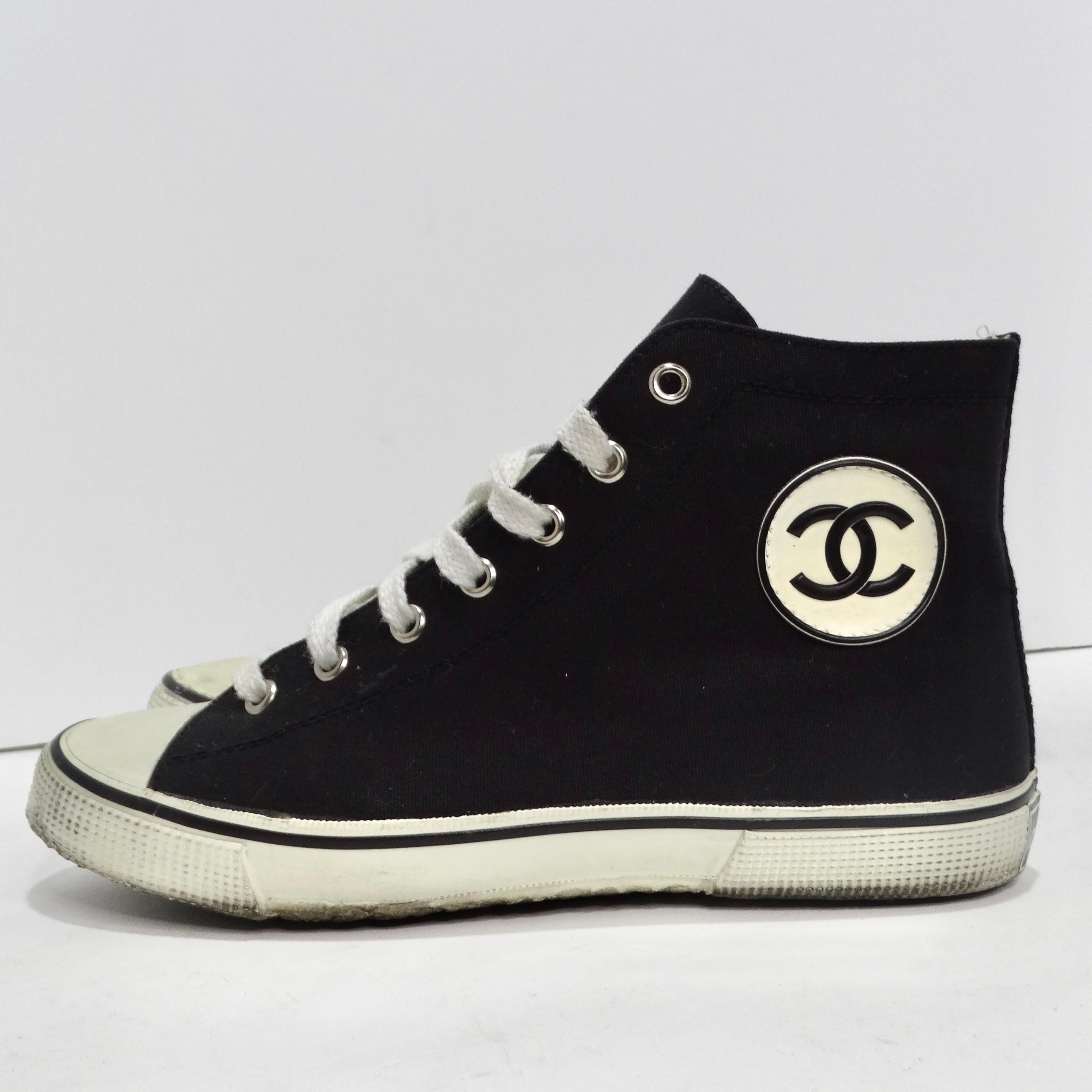 Chanel 1980s CC Black High Top Sneakers 3