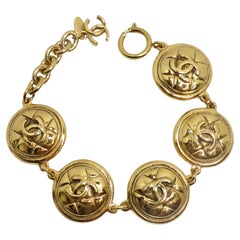 Antique Chanel 1980s Chanel Quilted Medallion Bracelet
