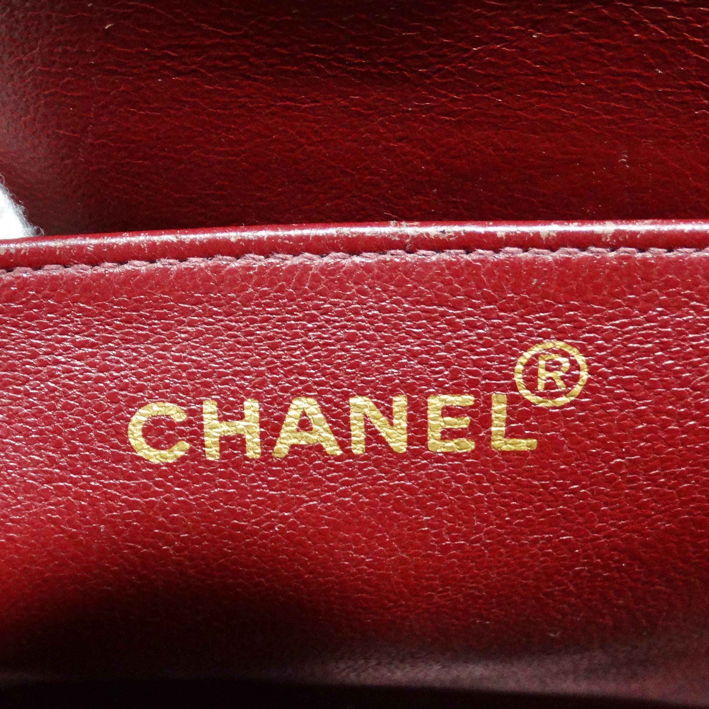 Chanel 1980s Classic Black Leather Maxi Single Flap Handbag For Sale 8