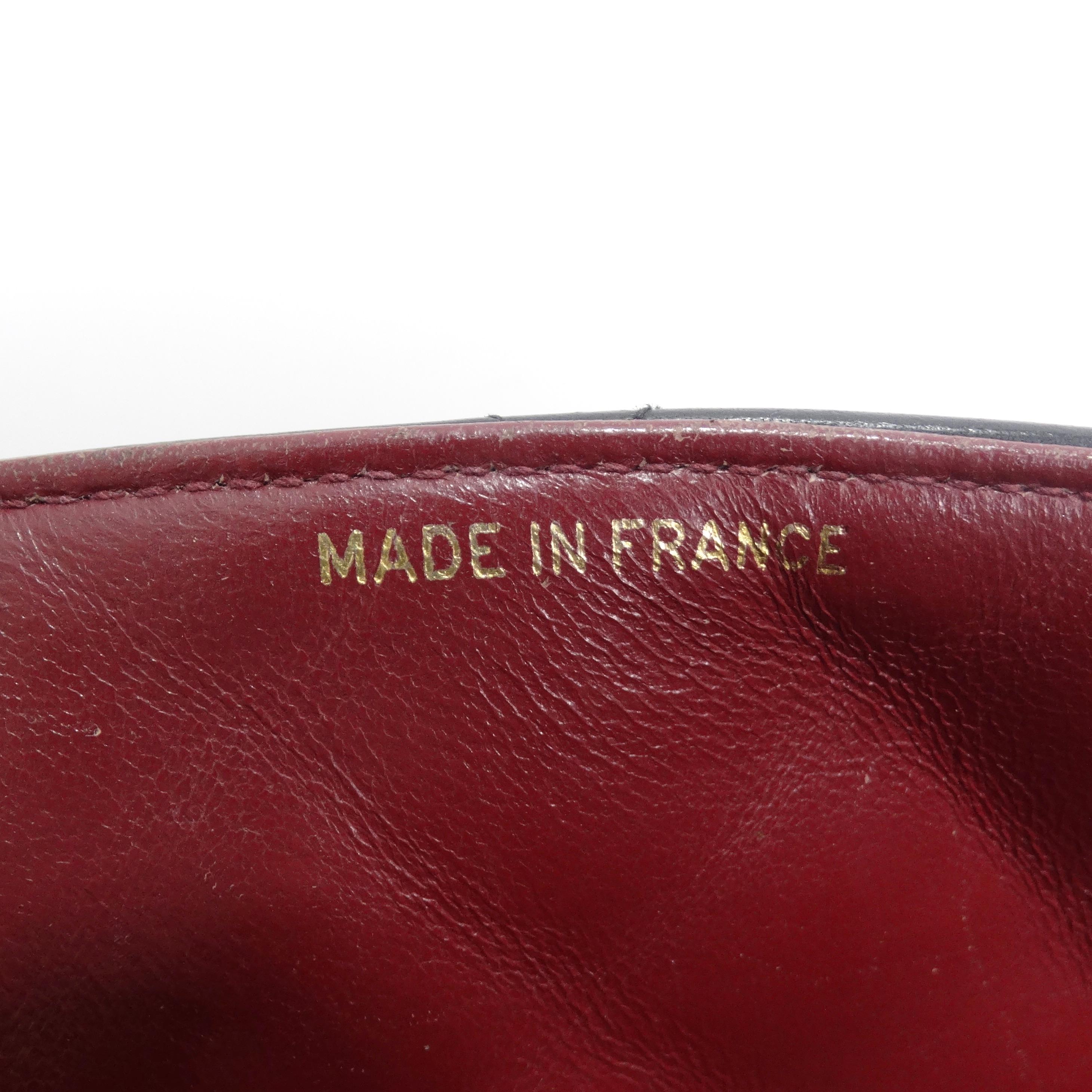 Chanel 1980s Classic Black Leather Maxi Single Flap Handbag For Sale 11