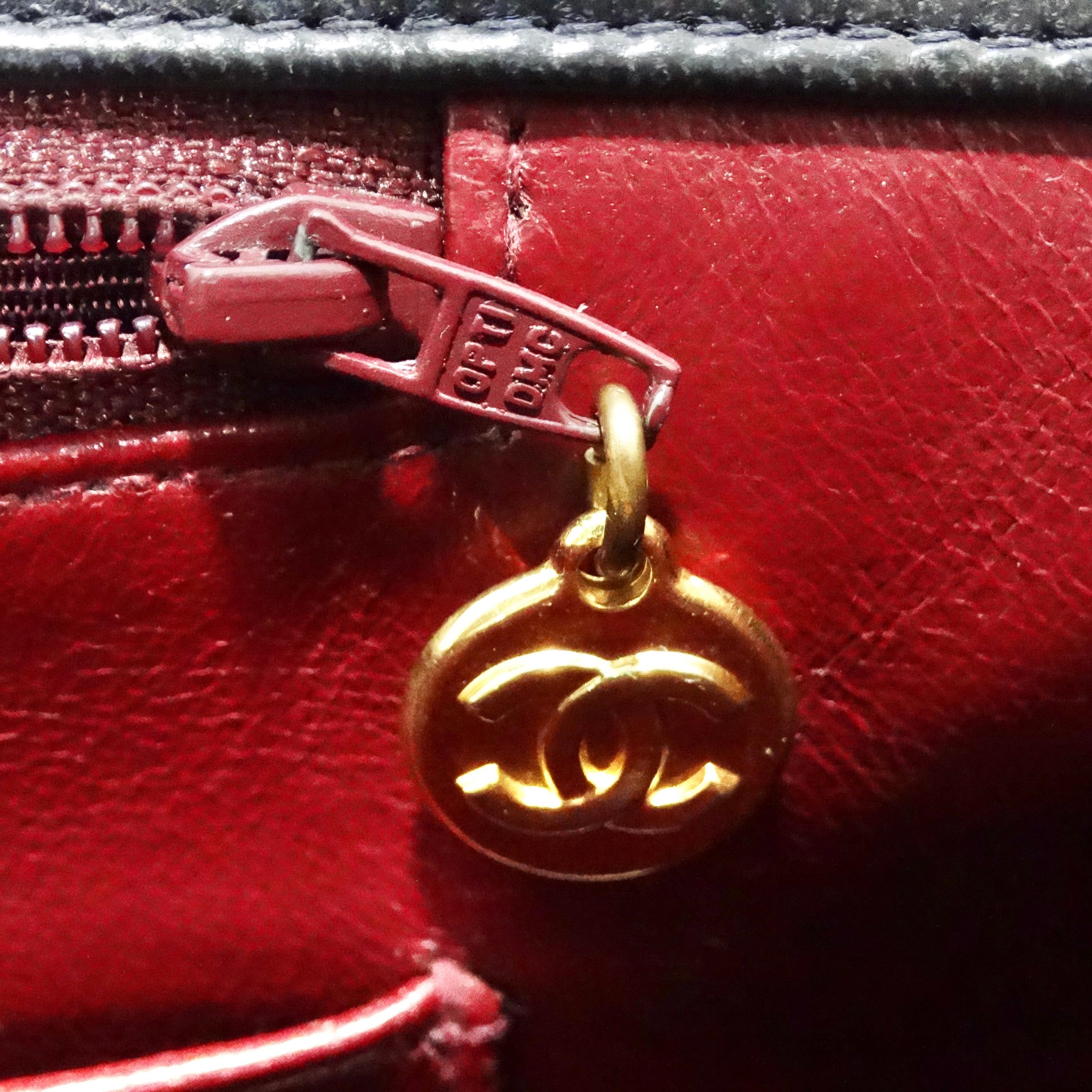 Chanel 1980s Classic Black Leather Maxi Single Flap Handbag For Sale 13