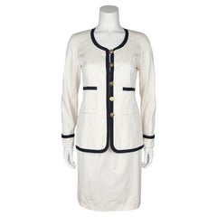 Chanel 1980's Cream Cotton Skirt Suit