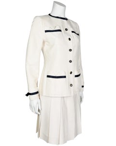 Chanel 1980's Cream Silk Jacket and Skirt Suit