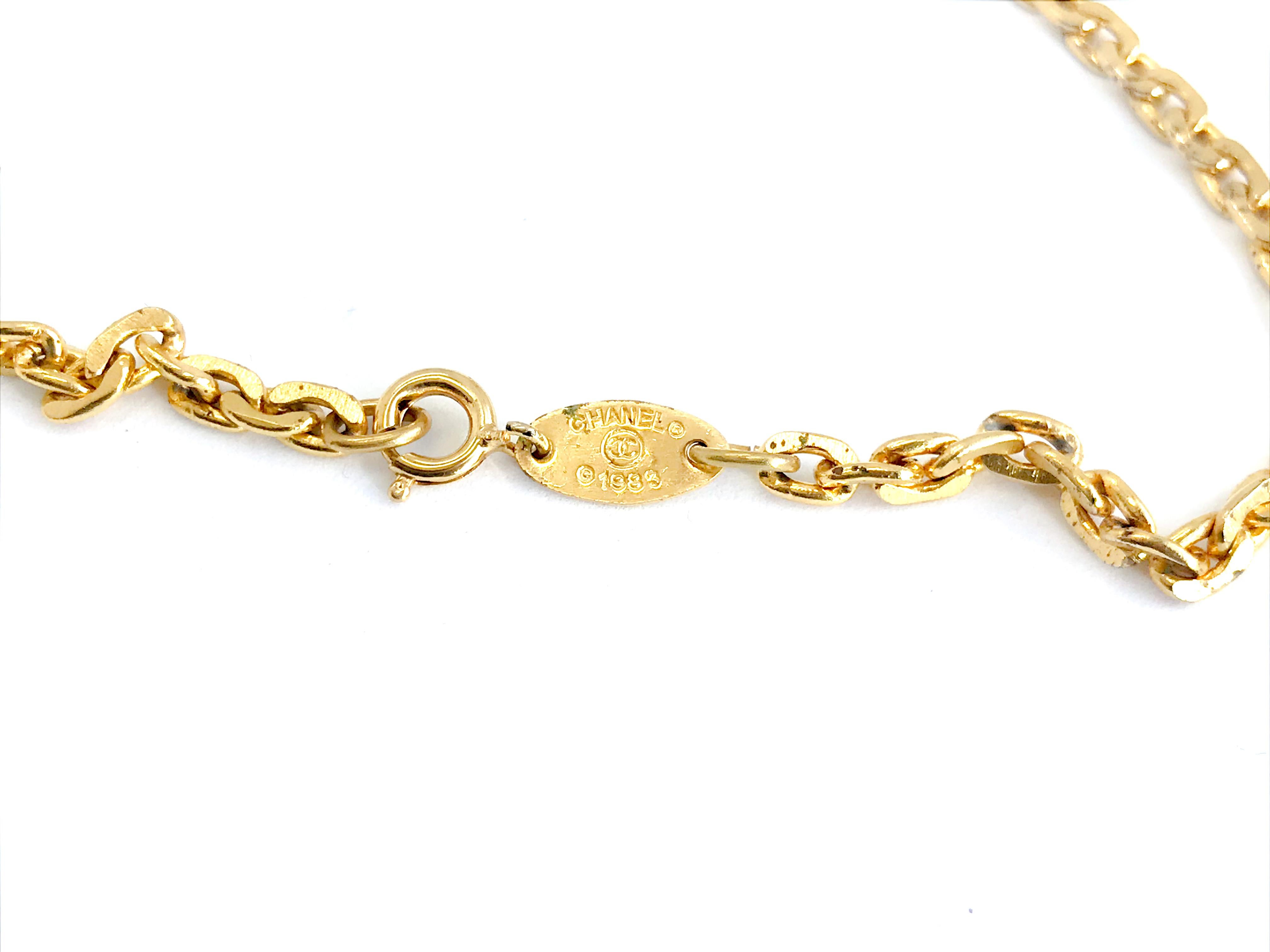 Chanel 1980s Delicate CC Gold Plated Necklace.  Stamped Chanel 1983 on a hang tag on the chain.  Chanel made a small range of delicate CC necklaces in the early 80s which are really simple, pretty and uncharacteristically delicate.

Great condition