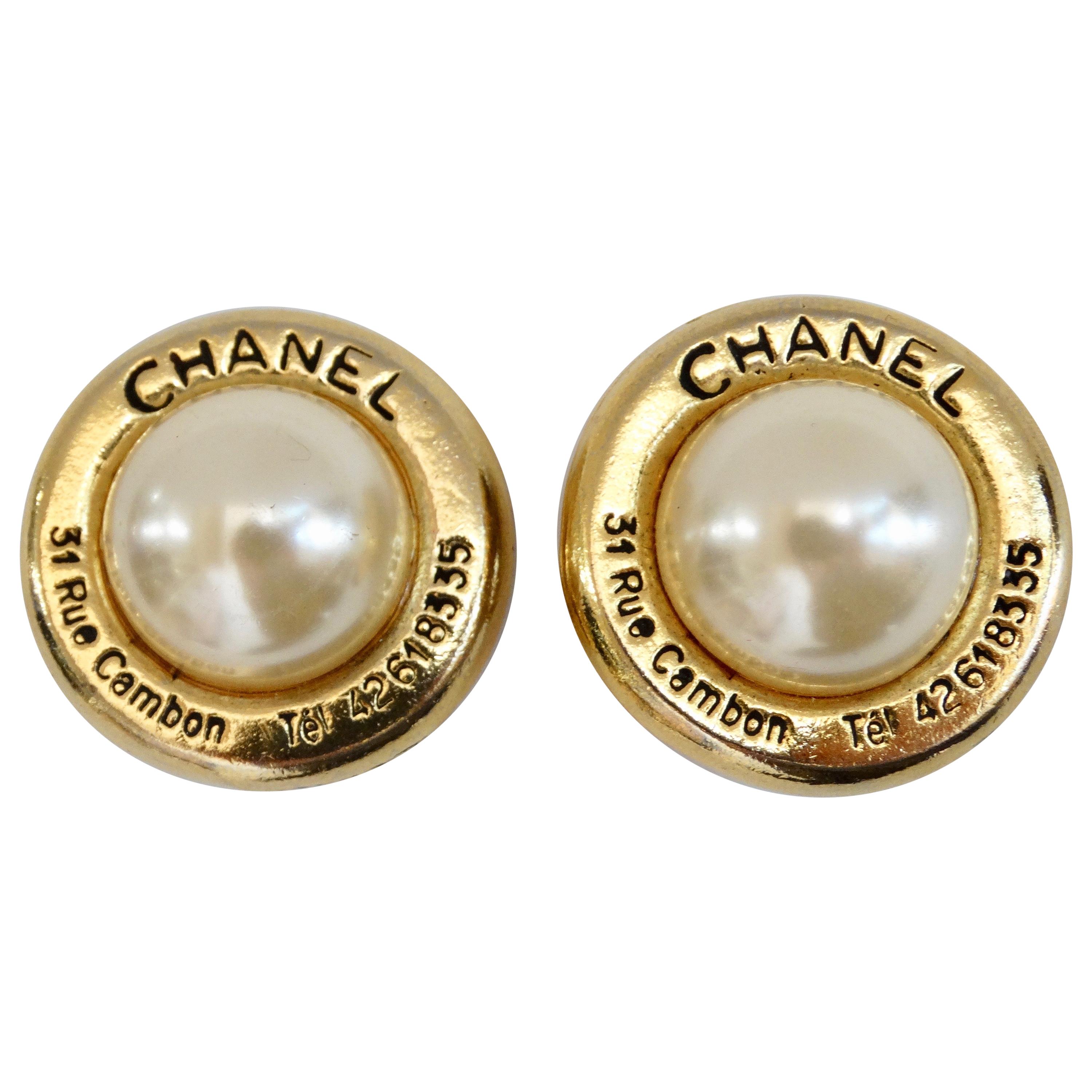 Chanel 1980s Faux Pearl Clip-On Earrings 