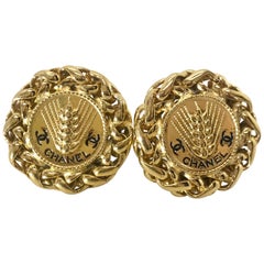 Vintage Chanel 1980s Gold Plated Clip On Earrings