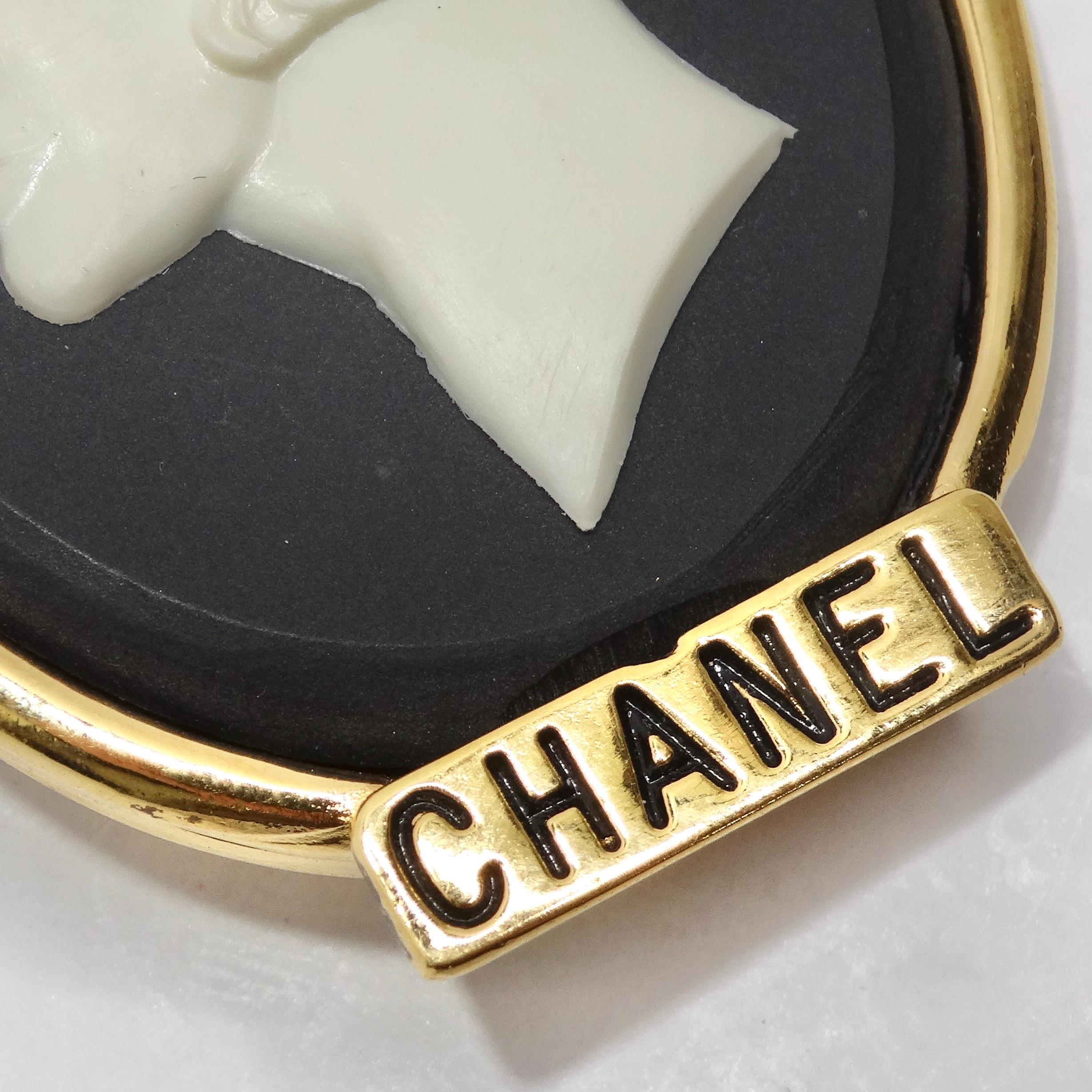 Women's or Men's Chanel 1980s Gold Tone Cameo Brooch For Sale