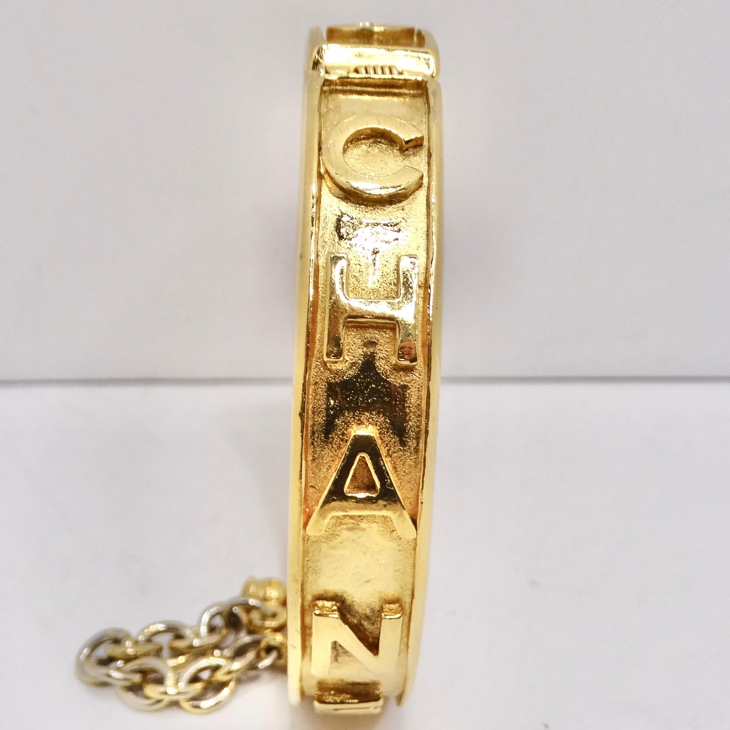 Chanel 1980s Gold Tone Logo Bangle  In Excellent Condition In Scottsdale, AZ